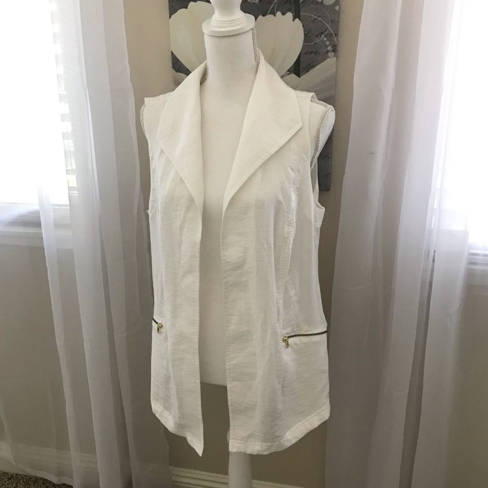 Chico’s Open-Front Zipper Pockets Top